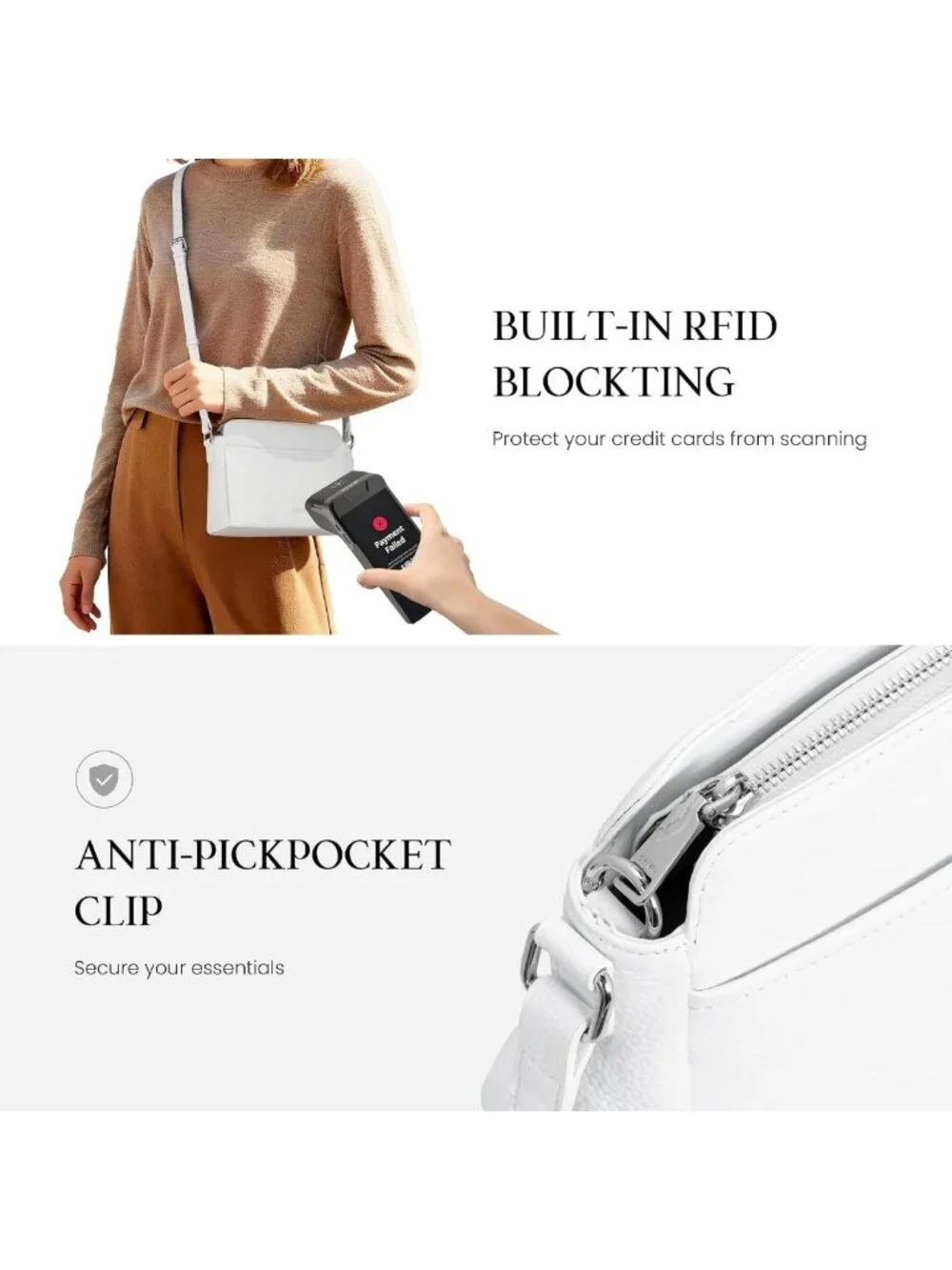Stylish Anti-Theft Crossbody Bag for Women | Genuine Leather, RFID Slots, Small